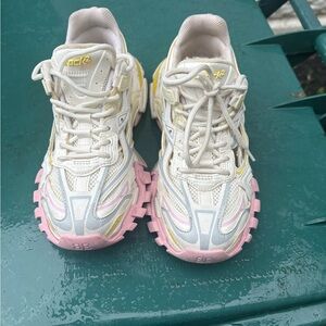 Balenciaga Cream and Pink Chunky Sneakers